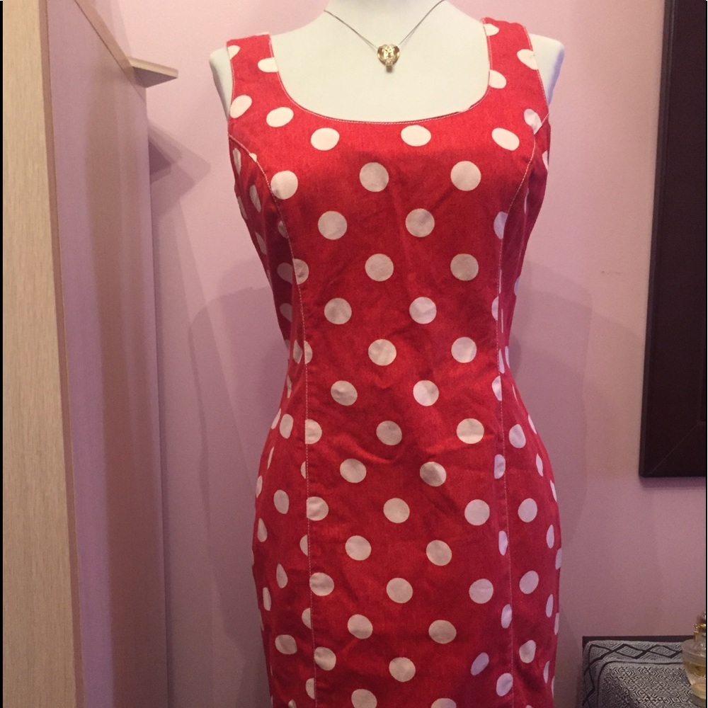 Vintage Georges Marciano red/white polka dot dress